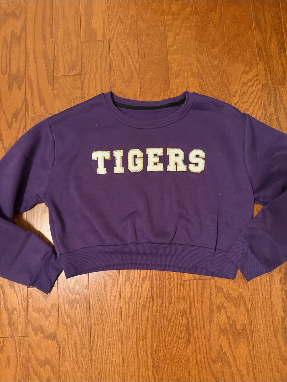 Purple TIGERS Cropped Crewneck Sweatshirt